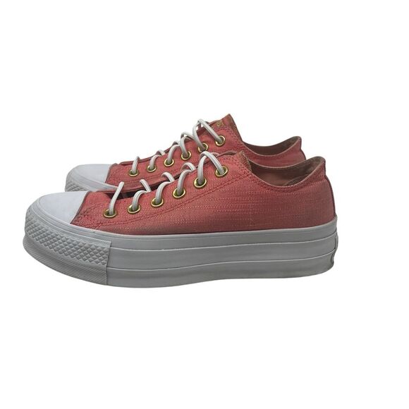 Converse Womens's Chuck Taylor All Star Lift Platform Coral Sz 7.5 Elastic Laces - Picture 1 of 9
